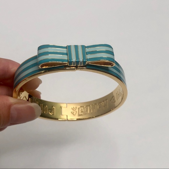 Coach Jewelry - Coach Poppy Turquoise Stripe Ribbon Bow Bangle
